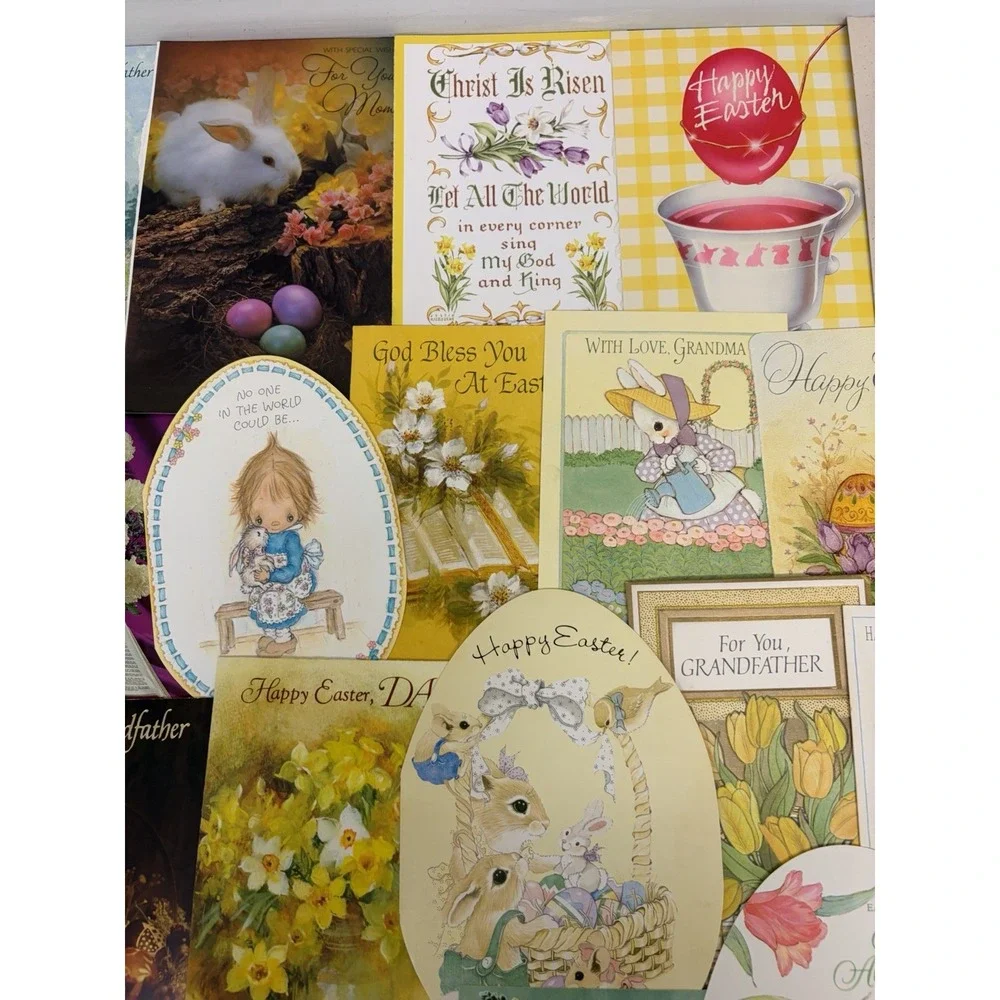 Vintage Easter Greeting Cards Fronts ONLY Scrapbooking Crafts Lot of 50+ Bunnies
